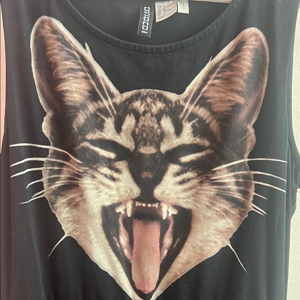 H&M Black Mini Dress with Cat Print - Picture 4 of 6